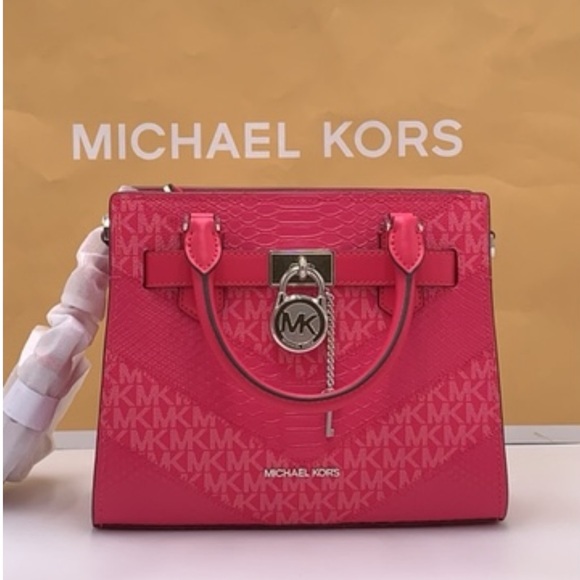 Michael Kors Hamilton Small Satchel & Medium zip around card case electric Pink - Picture 4 of 16